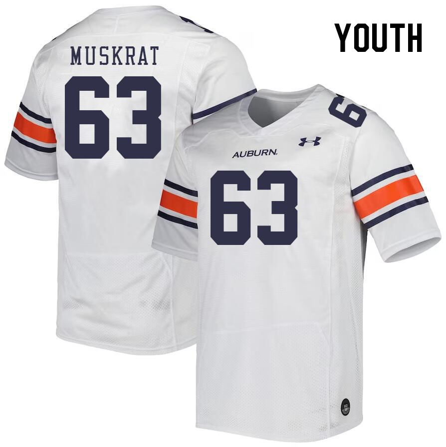 Youth #63 Jaden Muskrat Auburn Tigers College Football Jerseys Stitched Sale-White